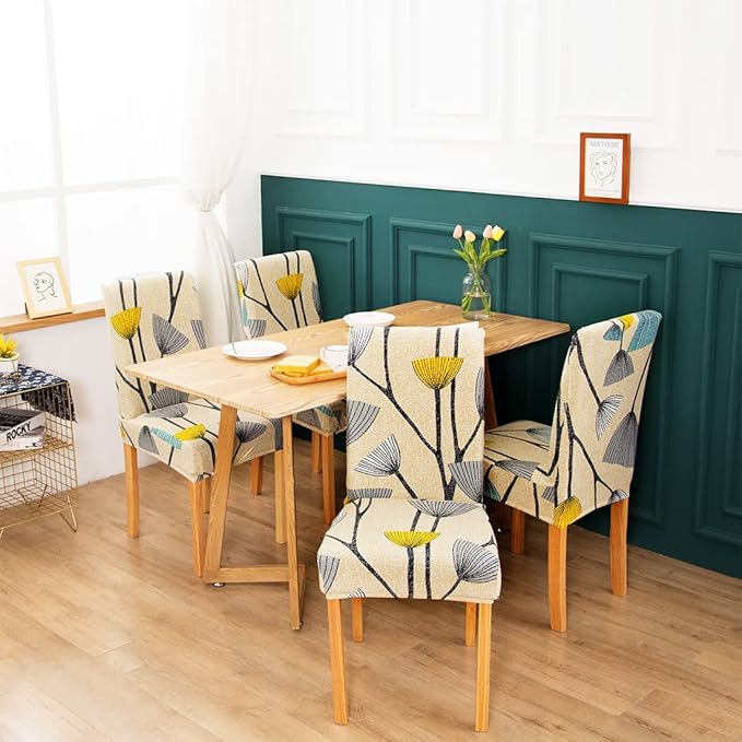 Stretch Chair Covers Slipcovers Set of 4 Printed Stretchable Dining Chair Slipcover Washable Removable for Kitchen,Hotel,Restaurant