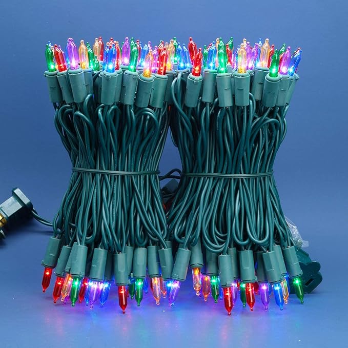 200 Count Multicolor LED Christmas Lights, 66 ft Green Wire UL Certified Commercial Grade Holiday String Light Set (Multicolor)