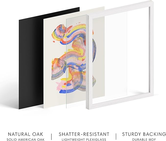 HAUS AND HUES Colorful Abstract Wall Art - Minimalist Retro Picture for Living Room Decor, Red and Pink Modern Wall Art Painting (Abstract Watercolor Swirls, White Frame, 12x16)