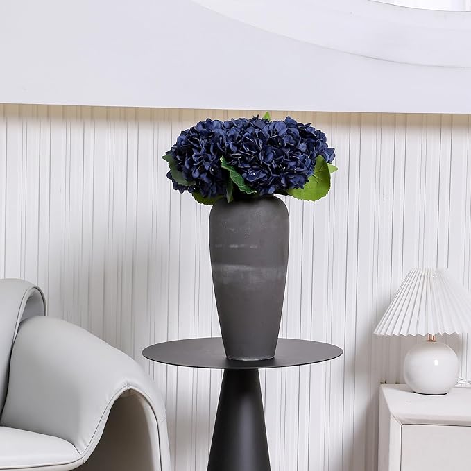 Kimura's Cabin 6pcs Navy Blue Artificial Silk Hydrangea Flowers Fake Hydrangeas with Stems Hydrangeas Bouquet for Wedding Home Halloween Party DIY Dining Table Decoration（Navy Blue）