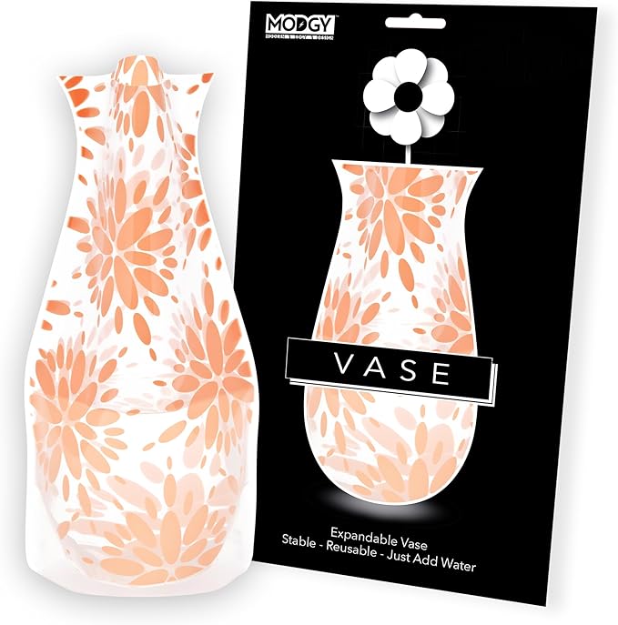 MODGY Expandable Flower Vase Plastic Decorative Modern Vases for Flowers Centerpieces Dining Table Decor Living Room Bathroom Wedding Office, Lila Peach MyVaz