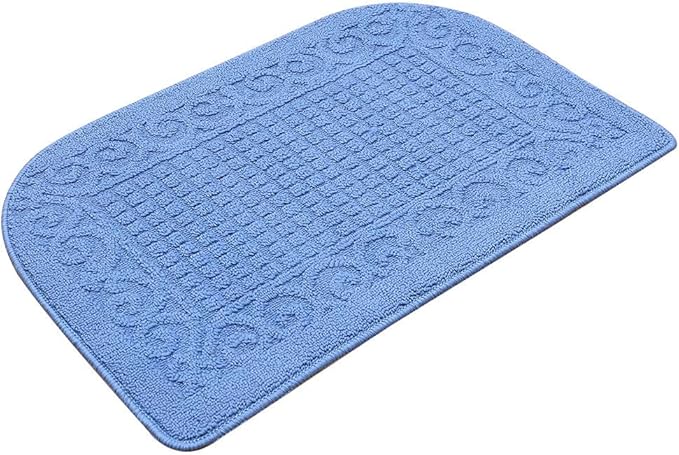 COSY HOMEER 32X20 Inch Anti Fatigue Kitchen Rug Mats are Made of 100% Polypropylene Half Round Rug Cushion Specialized in Anti Slippery and Machine Washable (32x20in Blue 1pc) …