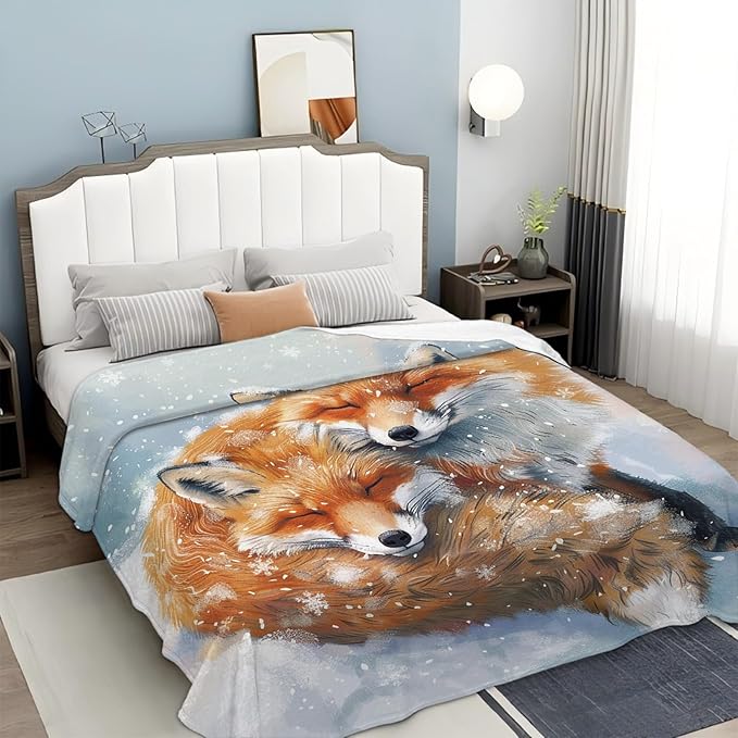 Tijuboni Fox Throw Blanket Fox Gifts for Girls Boys Women Men Kids Adults Soft Flannel Fleece Blanket for Couch Sofa Bed Home Decor 50"x60"