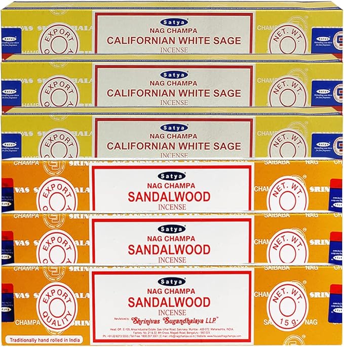 White Sage Sandalwood Incense Sticks & Holder Bundle Variety Pack from House of Nag Champa Incense Sticks and Trumiri