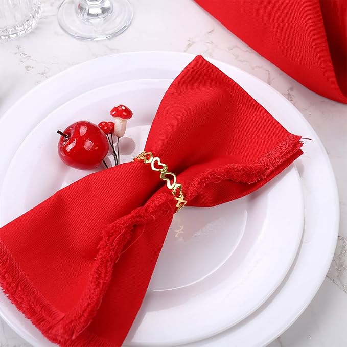 Heart Napkin Rings Set of 6, Gold Valentine's Day Napkin Rings, Love Metal Napkin Rings Holders for Valentine's Day, Mother's Day, Wedding, Anniversary Dinners, Parties Table Decoration