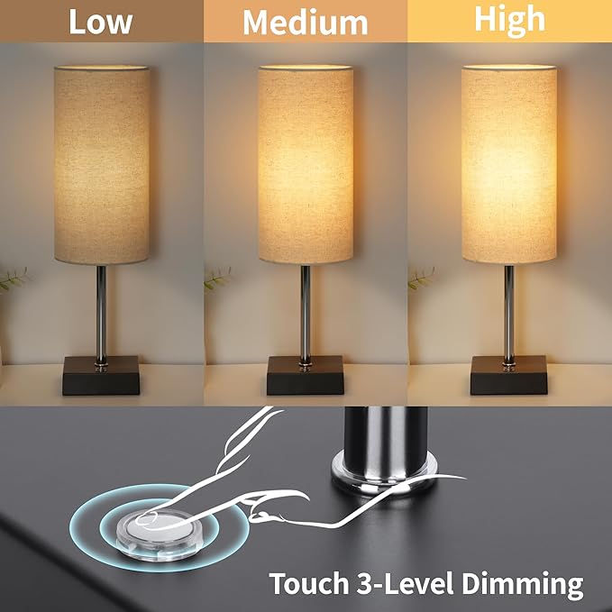 AVV Cordless Table Lamp with Dimmable, Rechargeable 3 Modes Battery Powered Bedside Lamp, Battery Operated Lamps for Night Stand, Touch Lamp for Bedroom, Living Room,15 Inch Linen 2PK