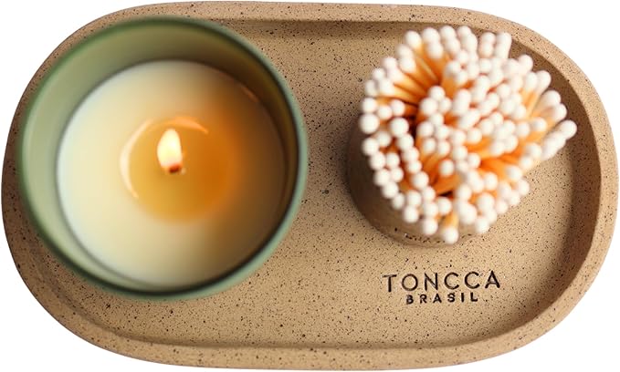 Brasil Handmade Ceramic Tray – Sertão Edition | 8" Matte Sand Beige | Natural Mineral Clay | Decorative Oval Tray Made in Brazil