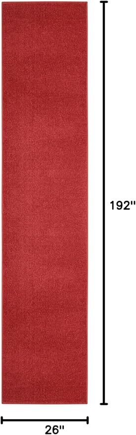 Nourison Home Essentials Solid Indoor/Outdoor Brick Red 2'2" x 16 Area Rug, Easy Cleaning, Non Shedding, Bed Room, Living Room, Dining Room, Deck, Patio, Backyard (2x16)