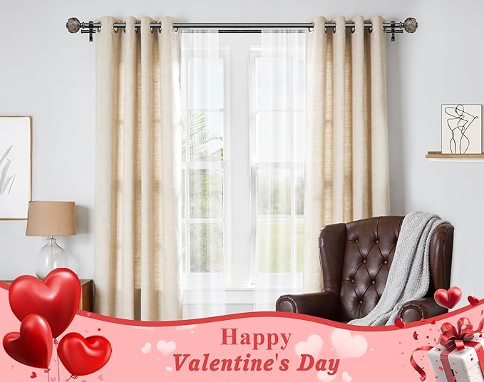 1 Inch Double Curtain Rods 36 to 72 Inches (3 to 6 ft), USFOOK Black Drapery Rods for Windows 24 to 68 Inches, Telescoping Dual Curtain Rod with Woven Leaf Finials
