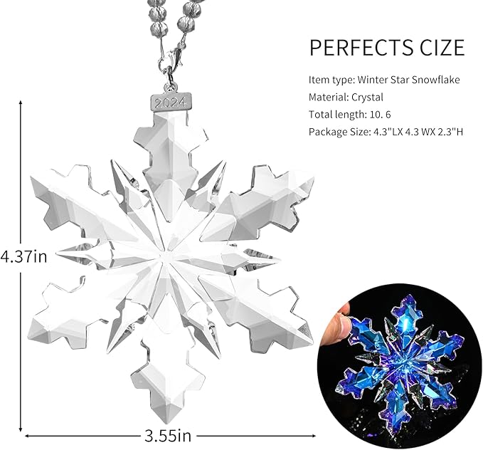 XIANGBAN 2025 Edition Snowflake Ornaments Crystal Christmas Ornaments Home Gifts (2024-Multicolor)