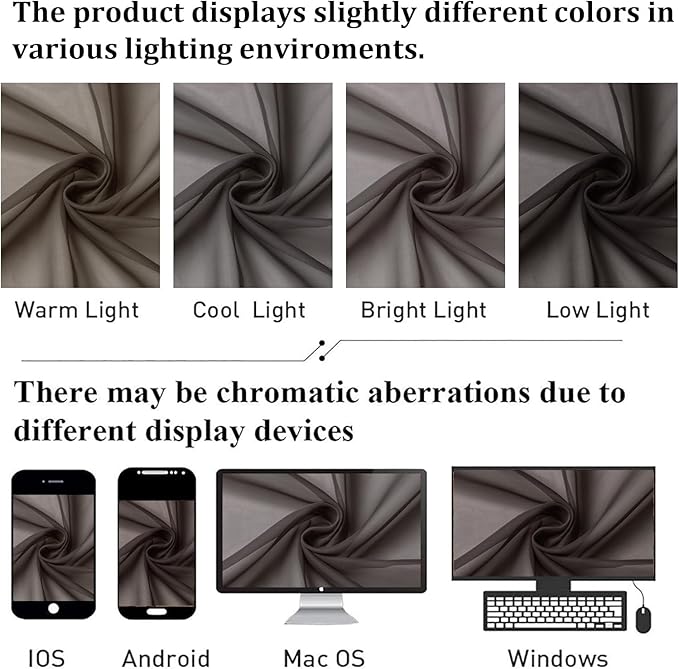 Lecloud Sheer Curtains 63 Inch Length 2 Panels Set, Chocolate Window Curtains for Bedroom, Voile Solid Light Filtering Living Room Curtain Drapes with Rod Pocket, Each Panel 42 X 63 Inch