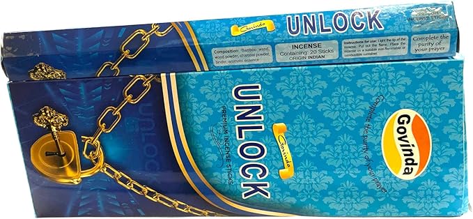 Govinda Incense - Unlock - 120 Incense Sticks, Masala Coated Incense