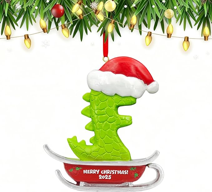 26 Letter Ornaments for Christmas Tree Decoration,Personalized Letters Ornaments, Initial Christmas Ornament, Hanging DIY Letter Xtmas Dinosaur Ornament, Gifts for Family Friends (F)