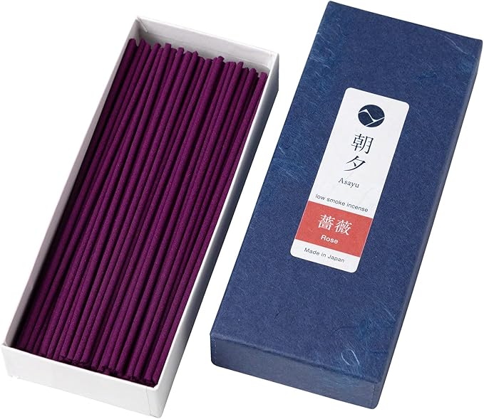 Asayu Japan Low Smoke Incense Sticks Rose Scent (40gr), Made in Japan Quality - Rose 40gr