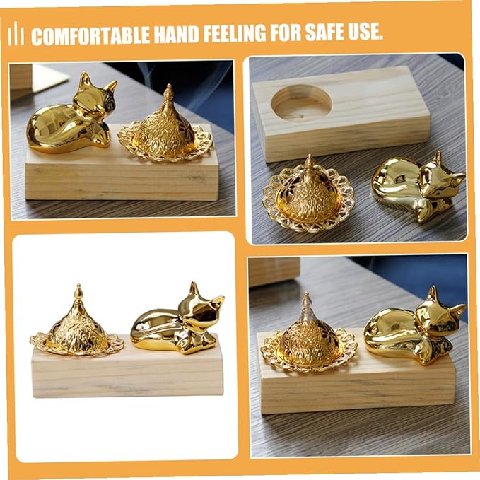 TEHAUX Minimalist Creative Wood and Metal Incense Burner Arabic Style Indoor Incense Holder and Stand for Aromatherapy Yoga Meditation Spa Home and Office Decoration