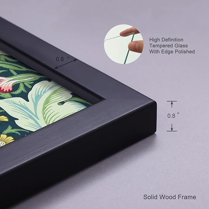 5x7 Picture Frame Set of 4 Made of Solid Wood Photo Frame with Real Glass for Pictures 4x6 with Mat or 5x7 Without Mat, Wall Mount or Tabletop Gallery Photo Frames in Black
