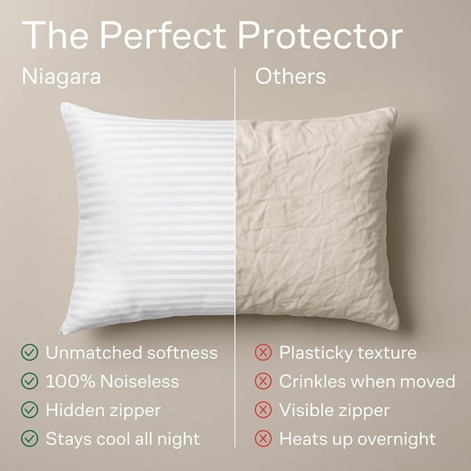 Ultra Soft Pillow Protectors with Zipper King Size - Set of 4 Breathable Pillow Covers - 100% Protection Against Stains, Dust & Dirt - Machine Washable (Dark White)