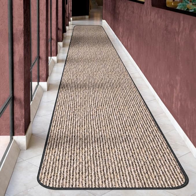 House, Home and More Skid-Resistant Carpet Runner - Black Ripple - 10 Feet X 48 Inches