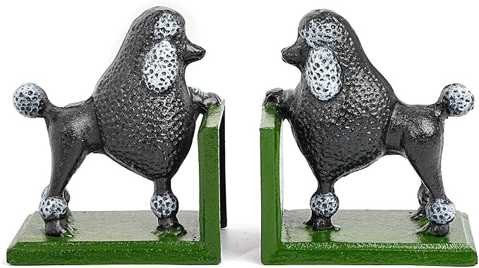 Sungmor Cast Iron Heavy Duty Bookends, 2PC Lovely Animal Dog Statues Book End for Shelves, Solid Heavy Weight Decorative Bookends for Bookshelf Decor, Door Stoppers Book Holders for Home Office Shelf