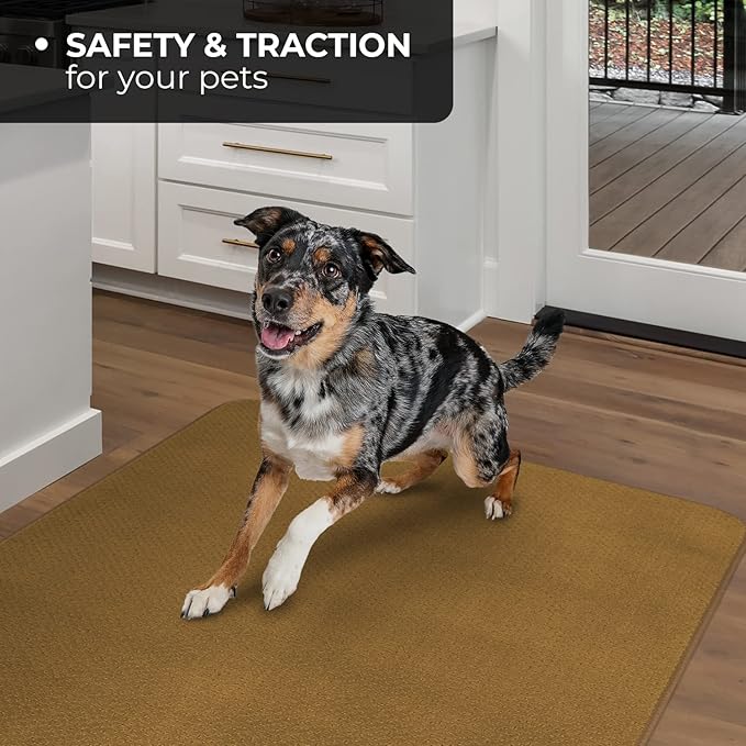 House, Home and More Skid-Resistant Carpet Indoor Area Rug Floor Mat - Bronze Gold - 3 Ft X 3 Ft - Non Slip Rubber Backing, Stain Resistant, Dog Friendly, Living Room Bedroom Kitchen Entryway