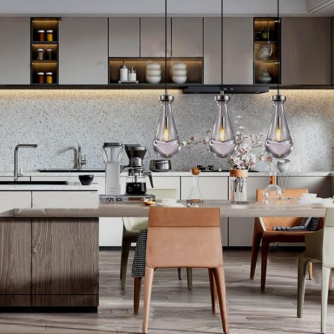 Raindrop Pendant Lights Set of Two, Nickel Pendant Lights Kitchen Island, Indoor Pendant Lighting, Pendant Light Fixtures, Pendant Light for Kitchen Island Bedroom Bathroom