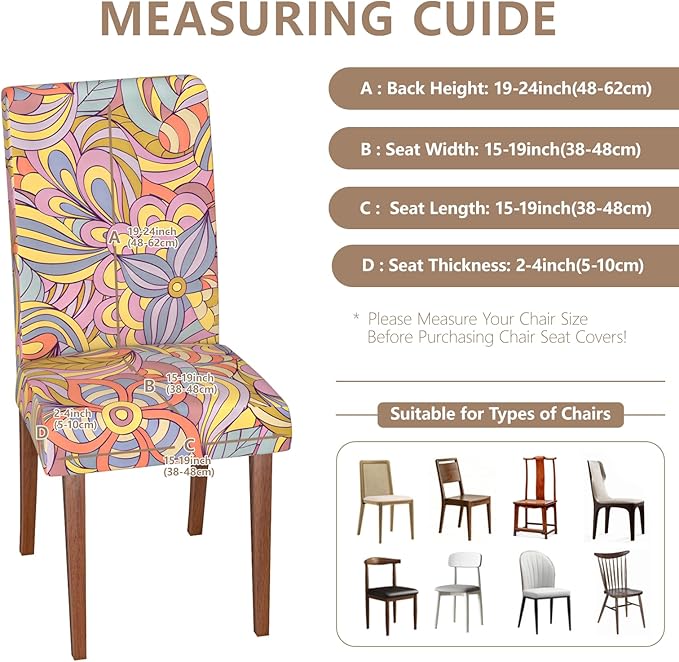 Stretch Dining Chair Covers Set of 4,Floral Print Chair Covers,Soft Removable Washable,Pet Friendly Furniture Protector,Universal Chair Slipcovers for Home, Kitchen,Ceremony Dining Room Seat