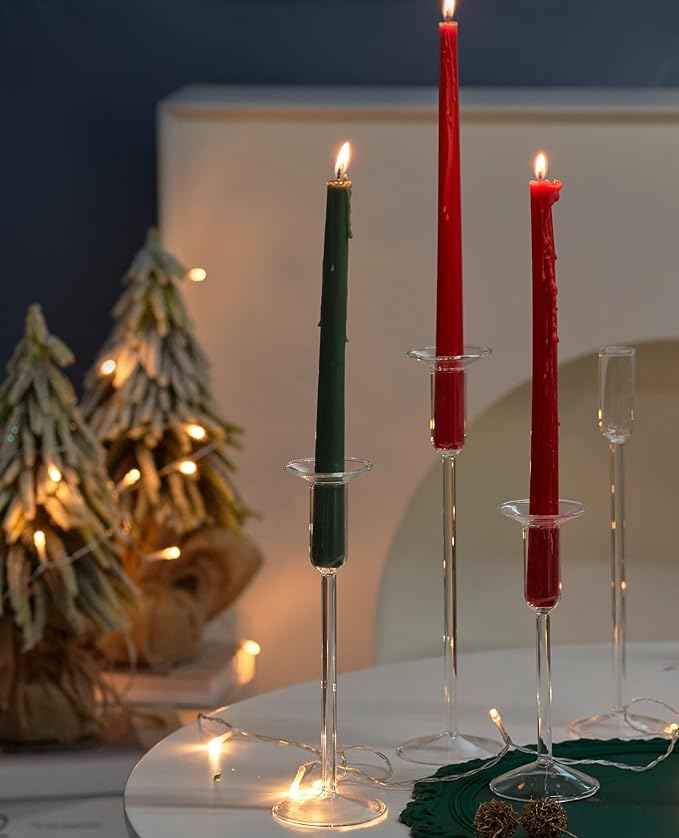 12 Pcs Candle Wax Catcher, Glass Bobeches, Round Candle Drip Protector for Taper Candlestick Candle Holder (Clear, Round)