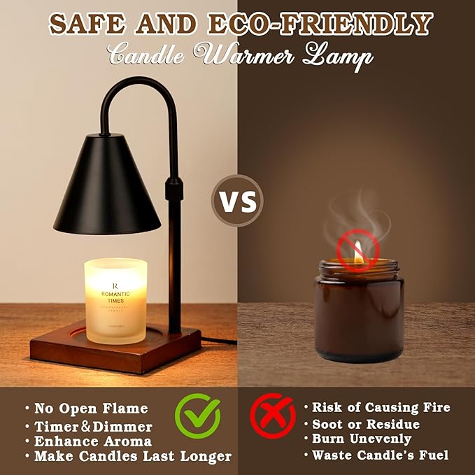 Modern Candle Warmer Lamp 2 Pack, Dimmable Candle Lamp Warmer with Timer, for Women Who Have Everything,Gifts for Mom,Adjustable Men's Candle Lamp, Cozy Living Room Bedroom Decor,Black
