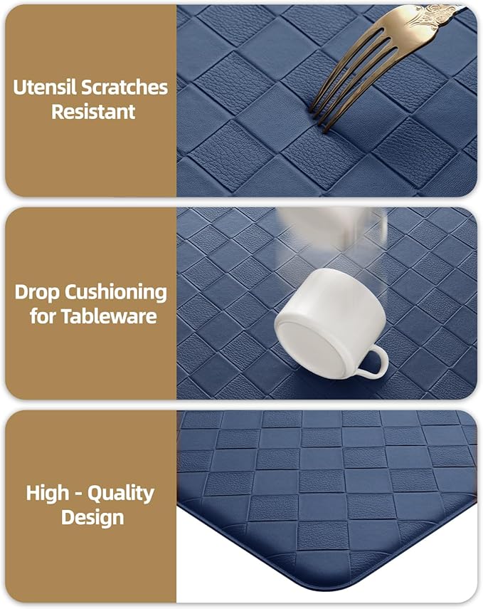 Color&Geometry Anti Fatigue Cushioned Kitchen Floor Mats,17"X47",Runner Rug Non Slip Waterproof,Memory Foam Padded Standing Mat for Front Sink,Blue