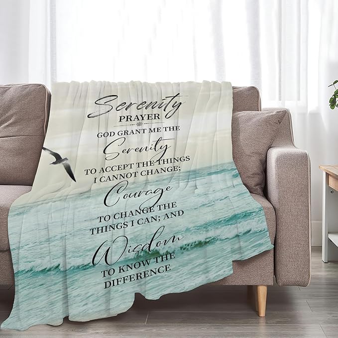 Tijuboni Serenity Prayer Bible Throw Blanket Christian Religious Gifts for Women Men Girls Boys Kids Adults Soft Flannel Fleece Blanket for Couch Sofa Bed Home Decor 40"x50"
