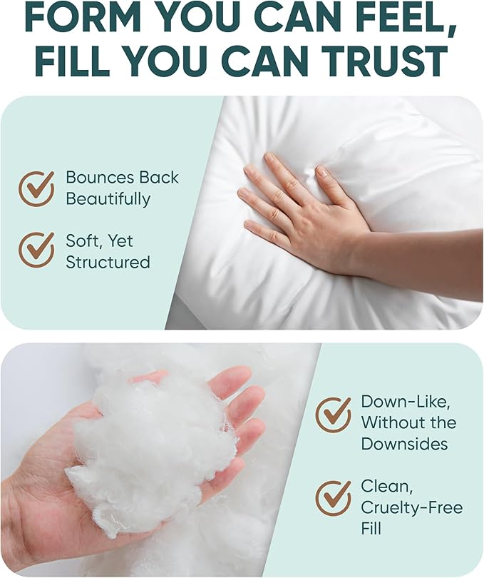 Pillowflex Synthetic Down Pillow Insert - 13x13 Down Alternative, Ultra Soft Throw Pillow, Small Sham Bed Sleeping Pillow - 1 Decorative Accent Form