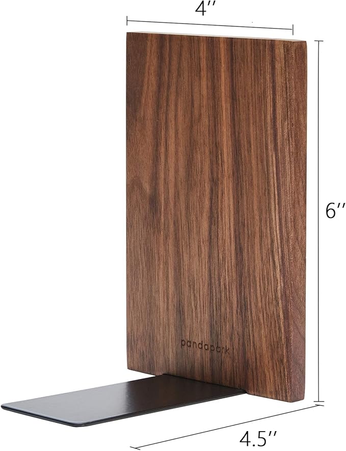 Pandapark Wood Decorative Bookends,Non-Skid Bookend for Shelves,Heavy Duty Bookends,Book Stand for Books/CDs,1 Pair