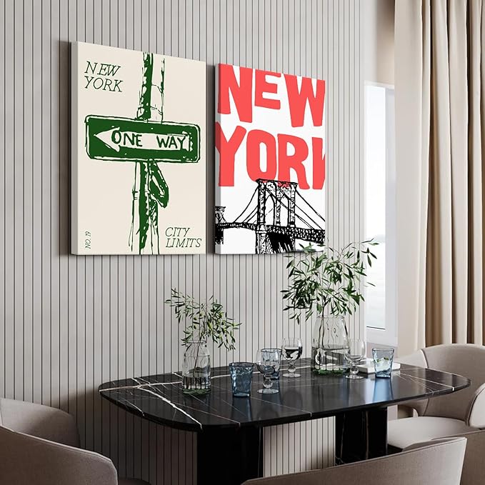 New York City Wall Art Nyc Canvas Wall Decor Vintage New York Pictures Poster Trendy Minimalist Wall Art Retro Prints New York City Painting Modern Artwork for Living Room 12x16x2 Inch Framed