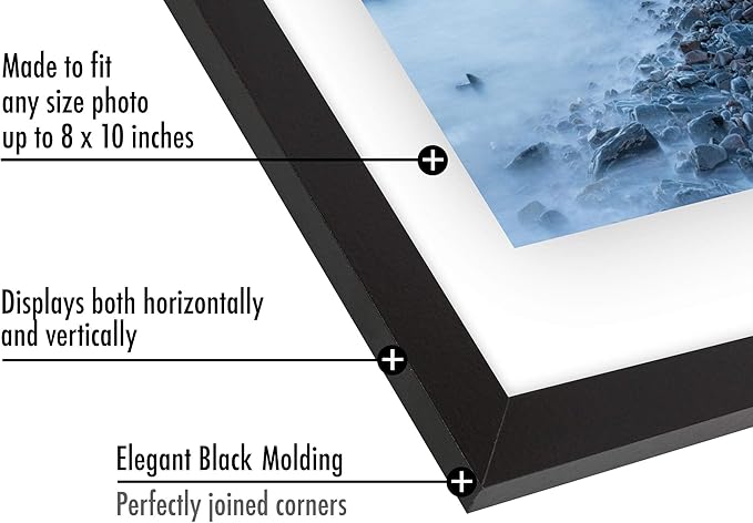 Americanflat 8x10 Floating Picture Frame with Polished Crystal-Clear Glass - Use as 5x7 Picture Frame or Display 4x6 Photo - Signature Float Collection - Photo Frames for Tabletop or Wall - Black