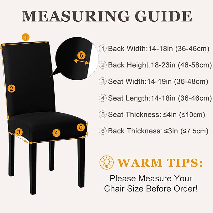 Sufdari Dining Chair Covers,Kitchen Chair Cover,Parsons Chair Slipcover,Spandex Chair Protectors for Dining Room Stretch Chairs Cover Set of 8 -Black