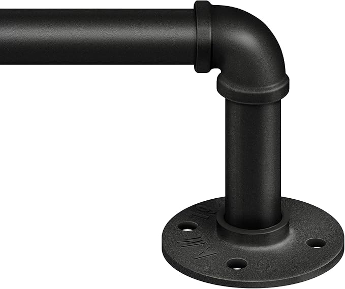 Zeerobee Curtain Rods for Windows 32 to 72, 1 Inch Industrial Wrap Around Black Curtain Rod, Indoor/Outdoor Room Divider Adjustable Drapery Pole, 32"-72"