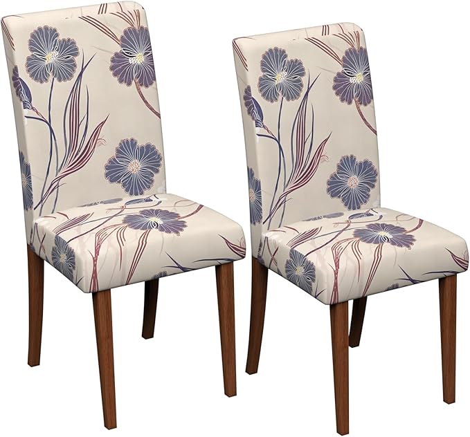 Stretch Dining Chair Covers Set of 2,Floral Print Chair Covers,Soft Removable Washable,Pet Friendly Furniture Protector,Universal Chair Slipcovers for Home, Kitchen,Ceremony Dining Room Seat