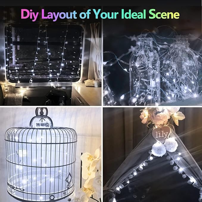 6 Pack 60LED Christmas Battery Operated Fairy Lights with Remote, 8 Modes String Lights with Timer, Dimmable, Memory Function, Waterproof Twinkle Lights for Outdoor Indoor Christmas Decor(Cool White)