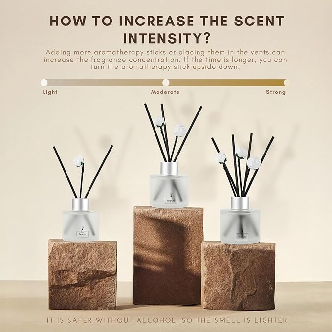 Brakula 2 Pack Reed Diffuser Set, White Jasmine Scented, Home Fragrance with 14 Sticks Bathroom Decor, Reed diffusers for Home 6.76 fl oz (White Jasmine)