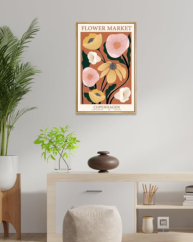 Zzuyi Framed Flower Market Wall Art,Anthropologie art,Botanical Flower wall art for Living Room Bedroom Decoration-16 x 24"