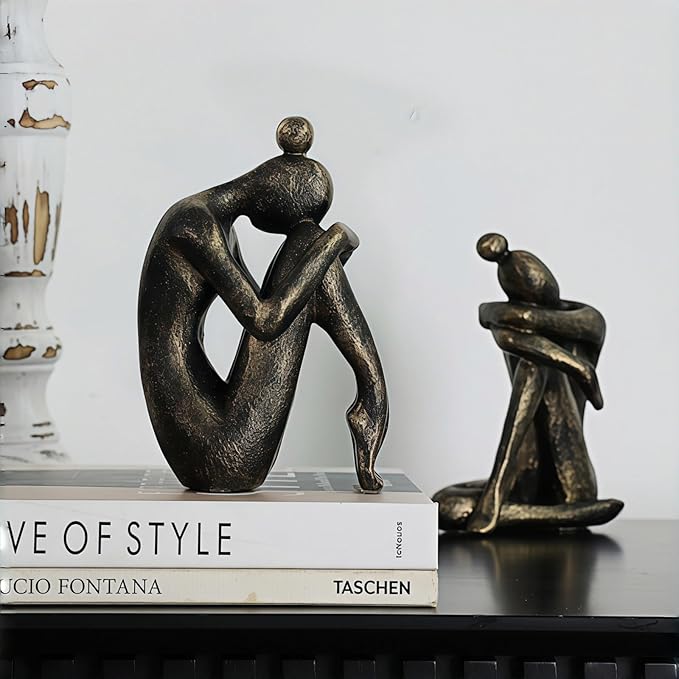 Decorative Resin Bookends for Shelves - Heavy Duty Book Ends Holder, Stopper for Office Desk, Bookshelf Organizer, Book Support (2 Pack)