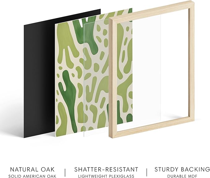 HAUS AND HUES Modern Abstract Wall Art - Blue and Green Living Room Art, Modern Artwork for Walls, Minimalist Picture for Living Room(Green Pattern, Beige Frame, 12x16)