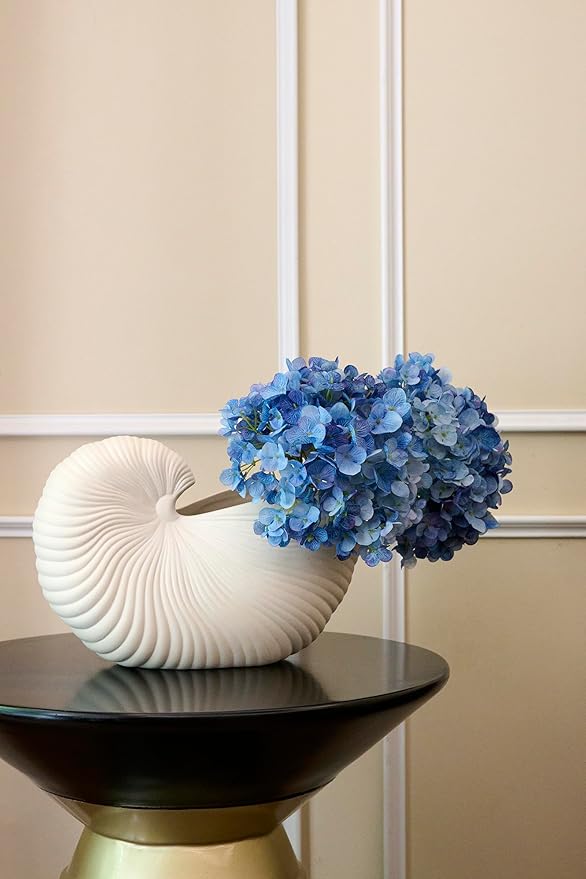 Hydrangea Artificial Flowers, Gradient Color 2PCS Large Faux Hydrangea Silk Bouquet with Stems, Real Touch Fake Hydrangeas for Party & Home Table Decoration (Blue)