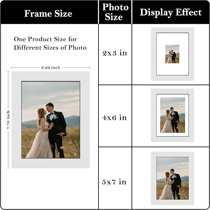eletecpro 5x7 White Floating Picture Frames Set of 2, Real Double Glass Picture Frames for Wall Mount, Vertical or Horizontal Display Multi-Size Photos and Artworks up to 5 x 7 Inches, Home Decor