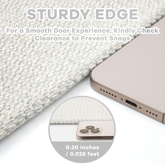 EARTHALL Woven Runner Rug 2x6 Ft Washable Runners for Hallways Cotton Rubber Backed Kitchen Runner Braided Indoor Floor Carpet Runners for Entryway, Hallway, Kitchen, Bedroom, Cream/Grayish