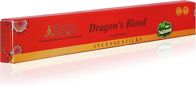 Bless-Dragons-Blood 100%-Natural-Handmade-Hand-Dipped Organic-Chemicals-Charcoal-Free Purification-Relaxation-Positivity-Yoga-Meditation Best-Woods-Scent (25 Sticks (1.4 OZ))