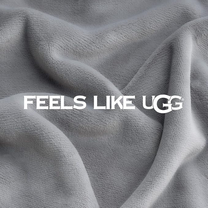 UGG Coco Fleece Blanket for Bed Queen Size – Luxury Cozy Room Decor, Soft Warm Winter Bedding, Heavy Blanket & Queen Blanket for Bed, Gifts for Teens and Women – Seal Gray