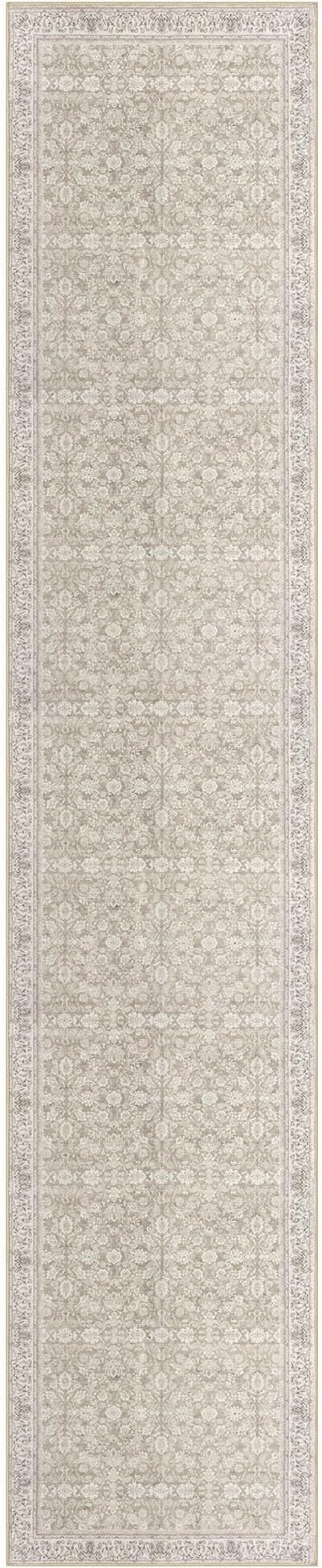 2x10 Washable Runner Rug for Kitchen, Cream Beige White Grey Soft Classic Runner with Non-Slip, Non-Shedding Distressed Floral Rug for Hallways Entryway Bedroom Laundry Indoor