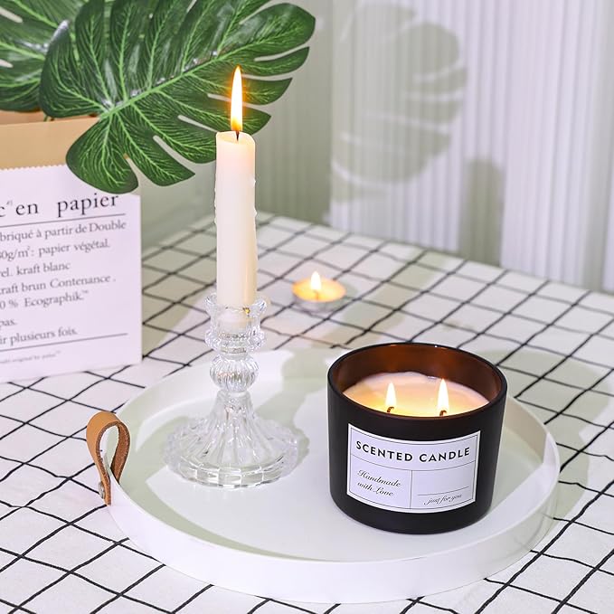 12oz Candle Jars, 8 Pack Large Black Glass Empty Candle Jars for Candle Makings with Bamboo Lids and Wick Kit, Multiple Wick Wide Mouth Candle Container Bulk, Ideal for Candle Business