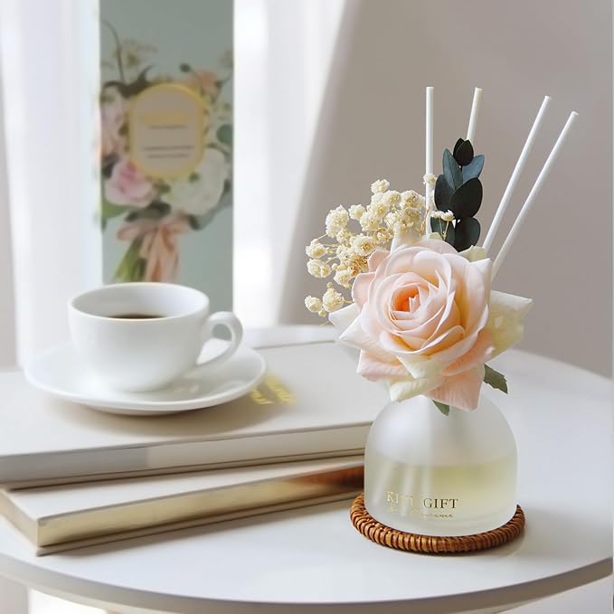 Reed Diffuser Set,4.06 oz Scented Diffuser with 6 Sticks,Home Fragrance,Reed Diffuser for Bathroom Shelf Decor (Jasmine Rose)